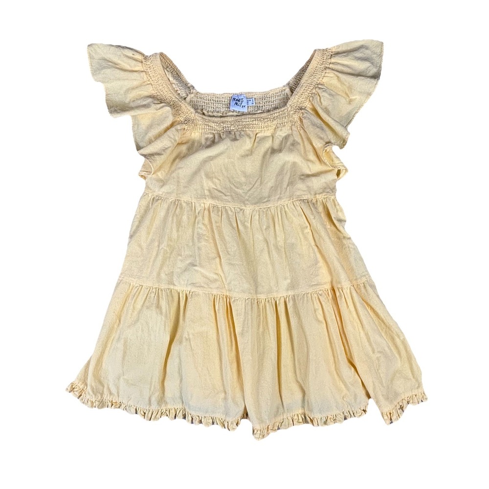 Princess Polly Yellow Tiered Mini Dress Womens US 4 AU 8 Flutter Sleeve